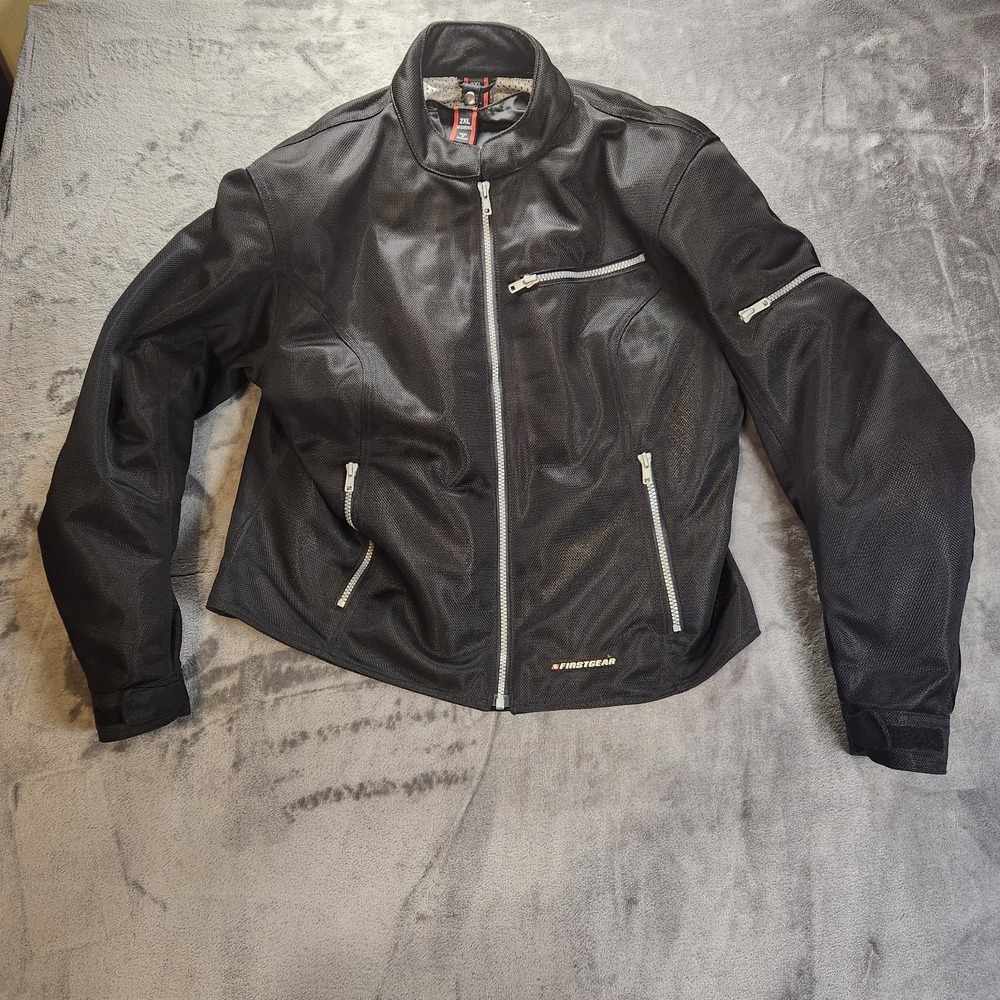FirstGear Jacket Womens 2XL Black Motorcycle Contour Mesh Padded Armor Moto Cafe